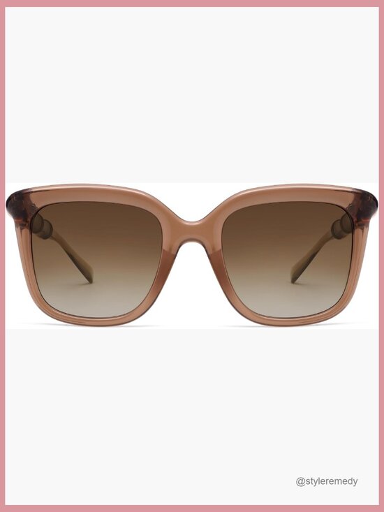 Retro Chunky Square Polarized Sunglasses with Bamboo Temple Design